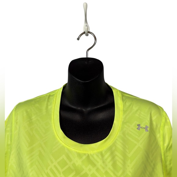 Under Armour, HeatGear Neon Yellow Running Gym Athletic Shirt Women, Large - Picture 5 of 9
